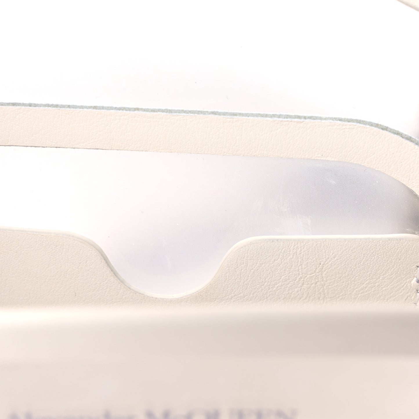 Calfskin Polyurethane Mini Jeweled Knuckle Satchel Clear White