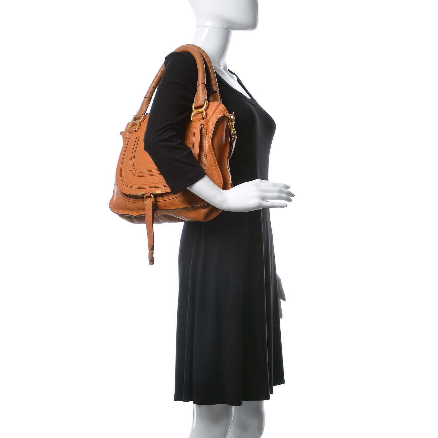 Calfskin Medium Marcie Satchel Brown Sugar