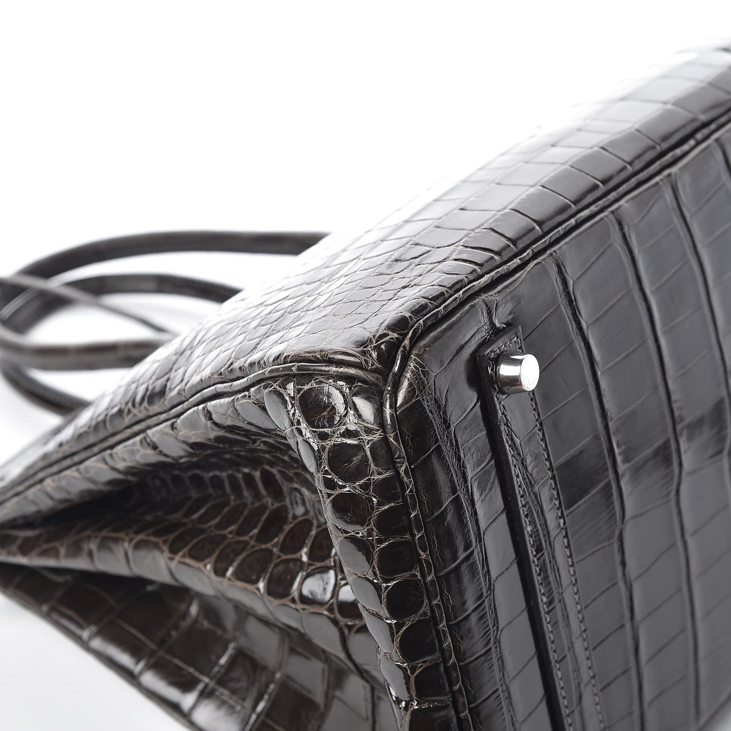 Shiny Porosus Crocodile Birkin 35 Graphite