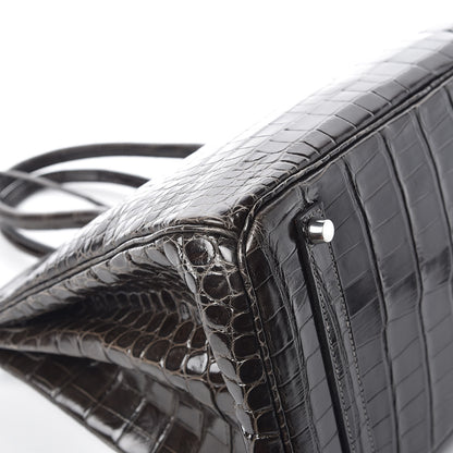 Hermes Shiny Porosus Crocodile Birkin 35 Graphite 38 of 38