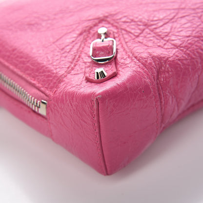 Balenciaga Agneau Arena Classic Silver Hardware Pouch With A Chain Crossbody Rose Flamingo 9 of 12