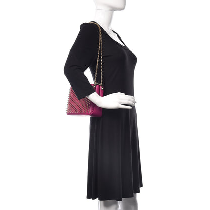 Christian Louboutin Calfskin Small Triloubi Paris Spikes Chain Bag Fuchsia 2 of 10