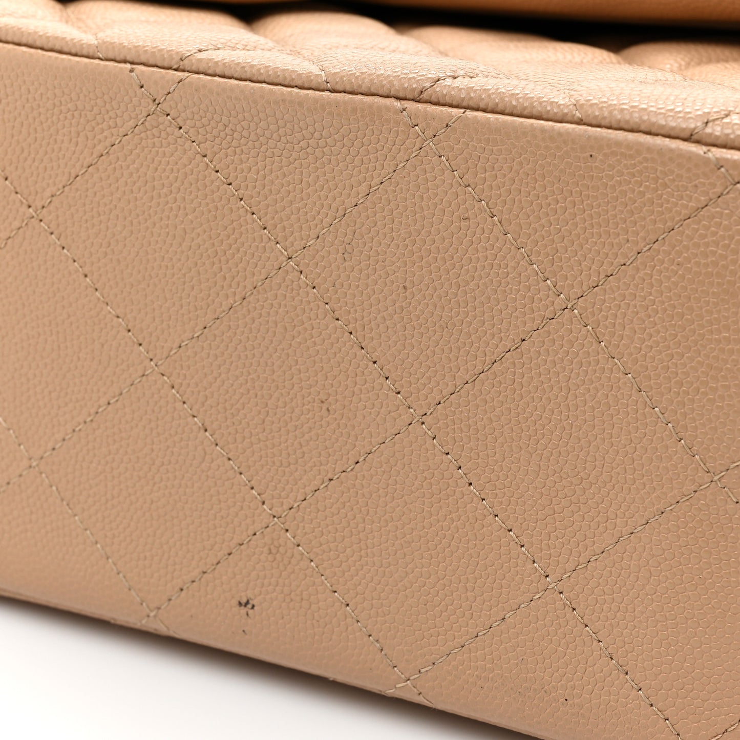 Caviar Quilted Jumbo Double Flap Beige