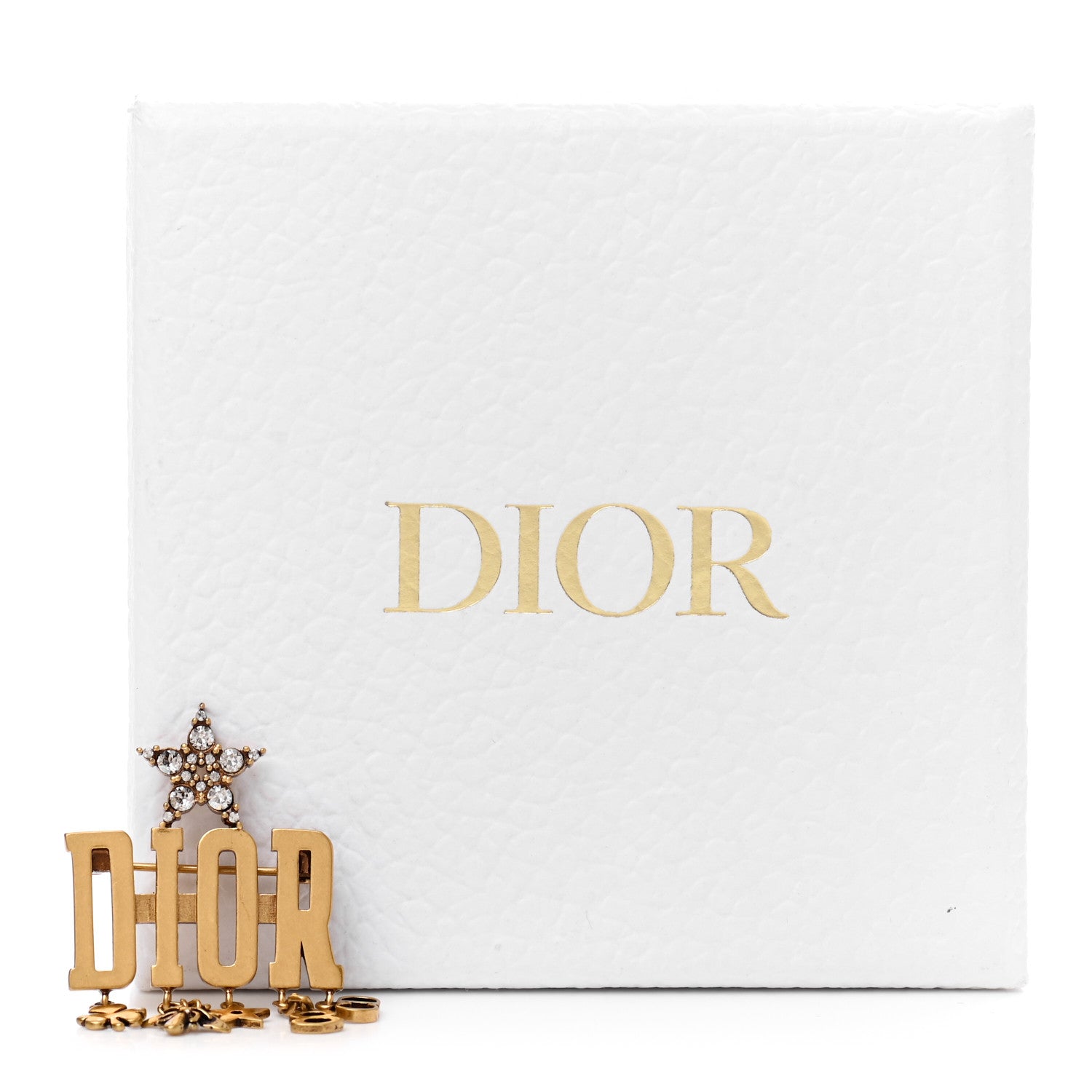 Christian Dior Metal Crystal Dio(r)evolution Logo Brooch Antique Gold 5 of 5