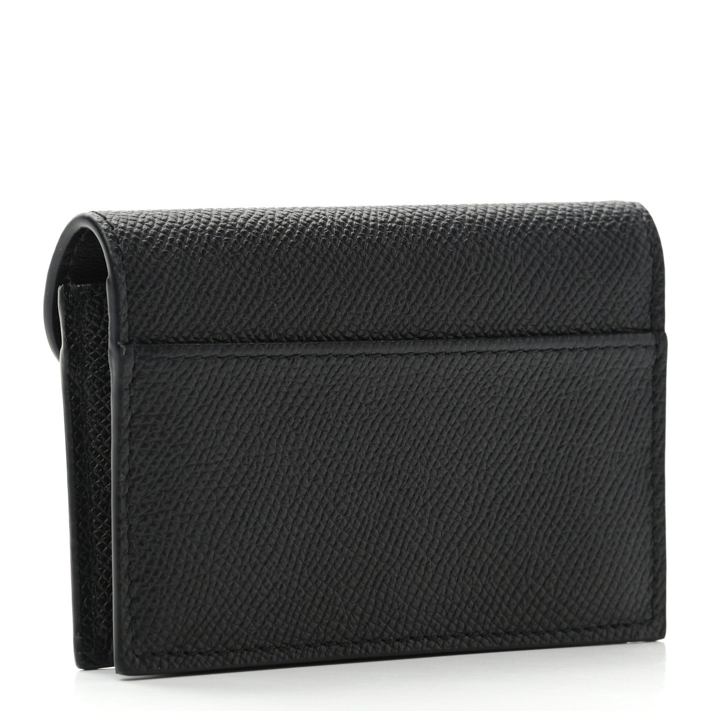 Grained Calfskin Saddle Card Holder Black