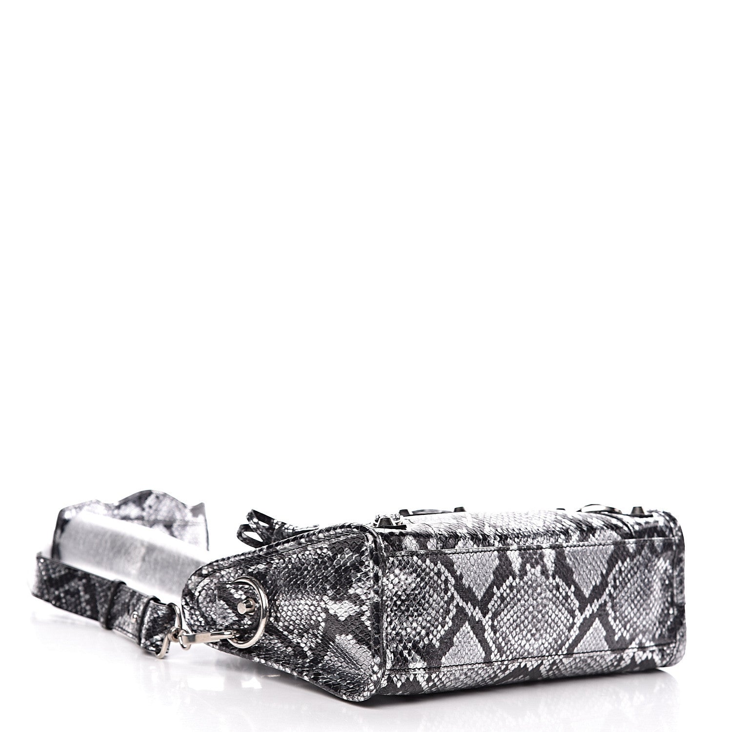 Balenciaga Metallic Calfskin Snakeskin Embossed Classic Silver Hardware Mini City Silver 3 of 10