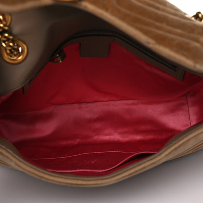 Gucci Velvet Matelasse Medium GG Marmont Shoulder Bag Taupe 4 of 19
