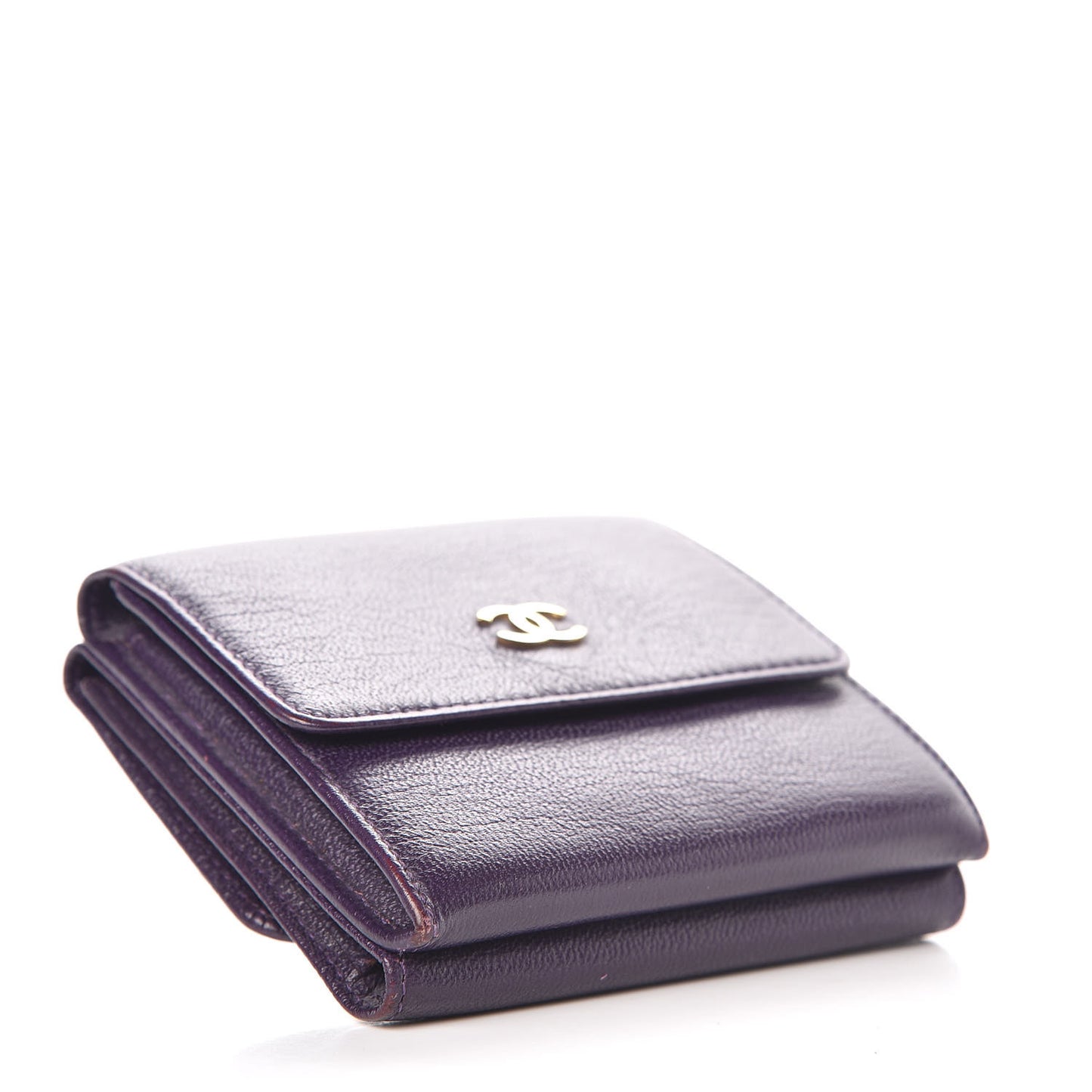 Goatskin Compact Double Sided Wallet Purple