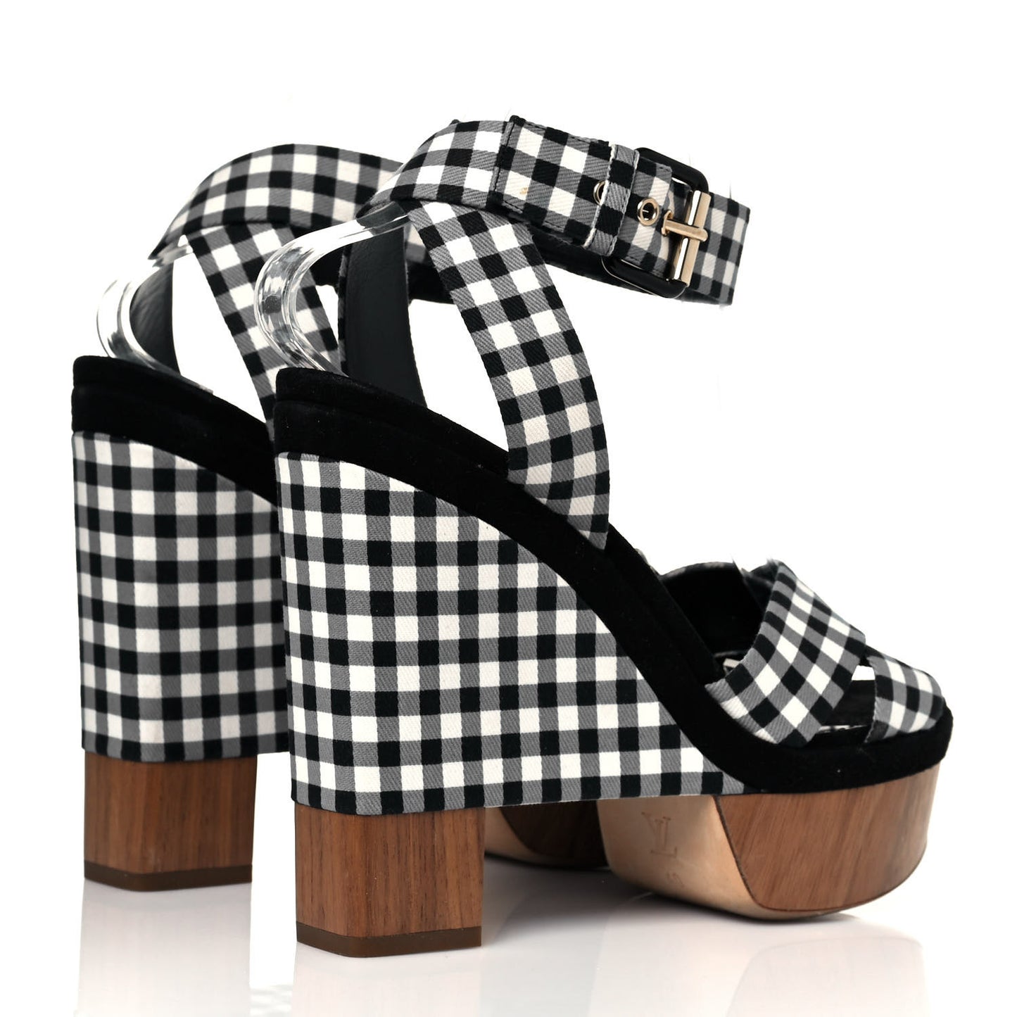 Gingham Platform Sandal 40 Blue White