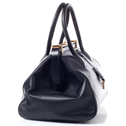 Prada Goatskin Cerniera Doctor Bag Black 3 of 10