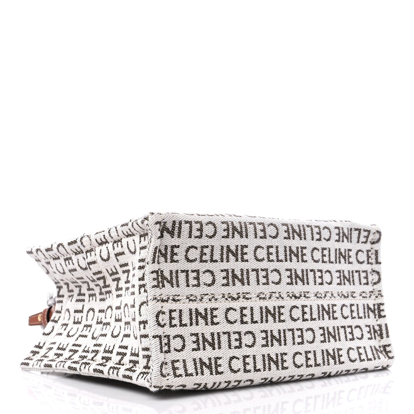 Canvas Calfskin All Over Print Small Cabas Thais White Tan