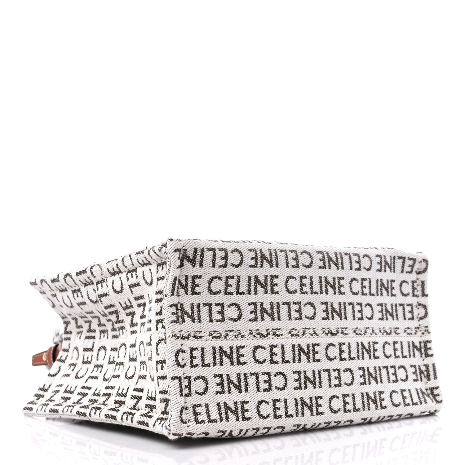 Celine Canvas Calfskin All Over Print Small Cabas Thais White Tan 5 of 9