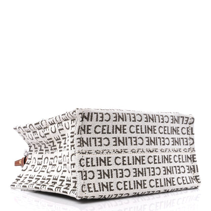 Celine Canvas Calfskin All Over Print Small Cabas Thais White Tan 5 of 9