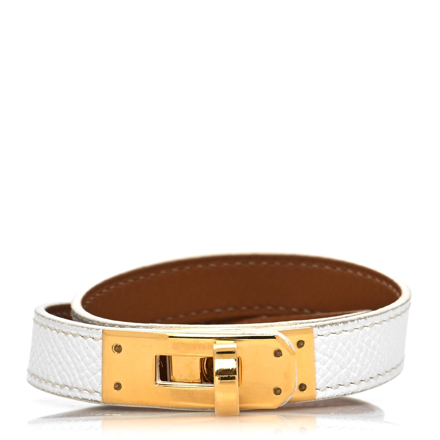 Epsom Kelly Double Tour Bracelet S White