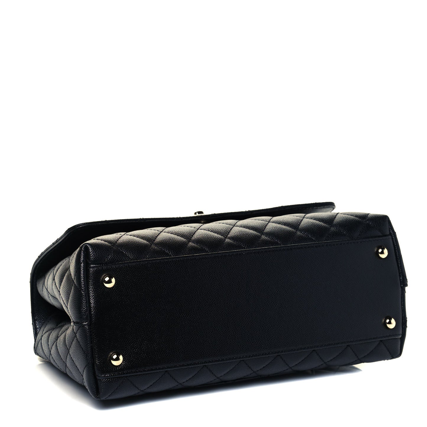 Caviar Quilted Small Coco Handle Flap Black