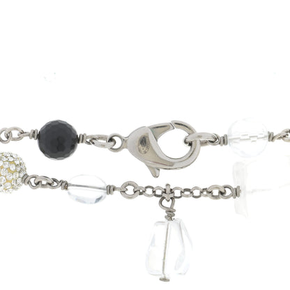 Chanel Crystal Beaded CC Necklace Silver Black 5 of 5