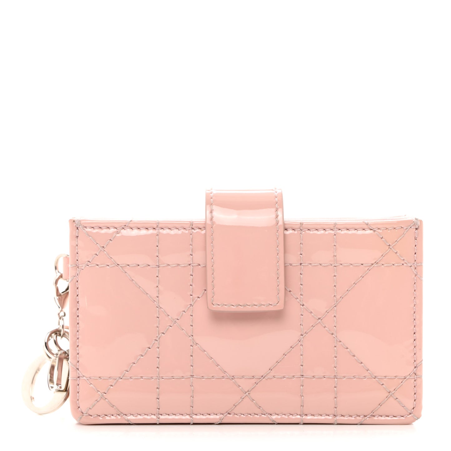 CHRISTIAN DIOR Patent Cannage Lady Dior 5-Gusset Card Holder Pink