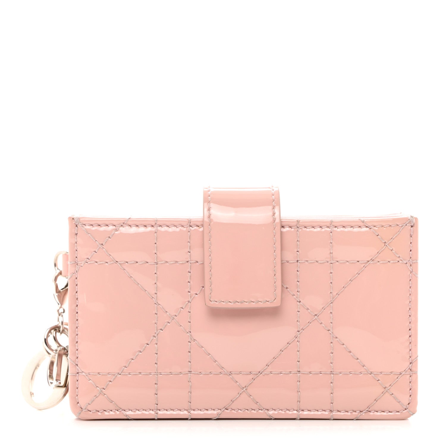 Christian Dior CHRISTIAN DIOR Patent Cannage Lady Dior 5-Gusset Card Holder Pink 1 of 8