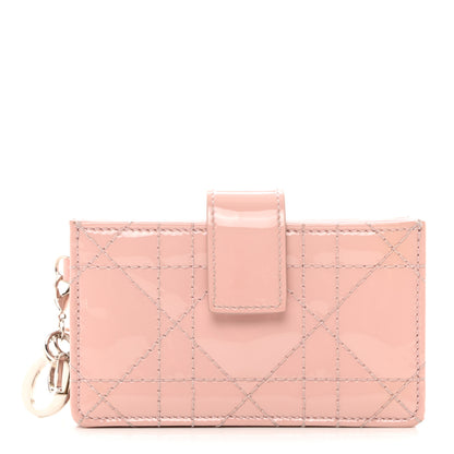 Christian Dior CHRISTIAN DIOR Patent Cannage Lady Dior 5-Gusset Card Holder Pink 1 of 8