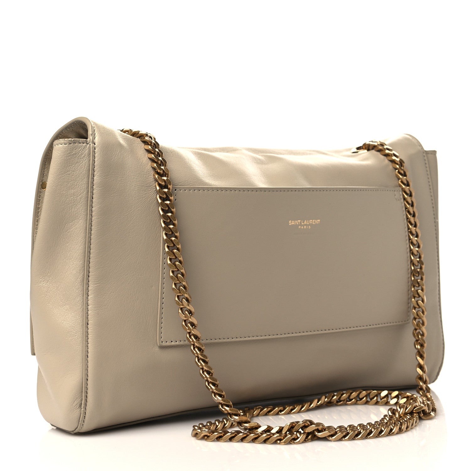 Saint Laurent Smooth Calfskin Suede Medium Reversible Monogram Kate Satchel Sea Salt 4 of 10