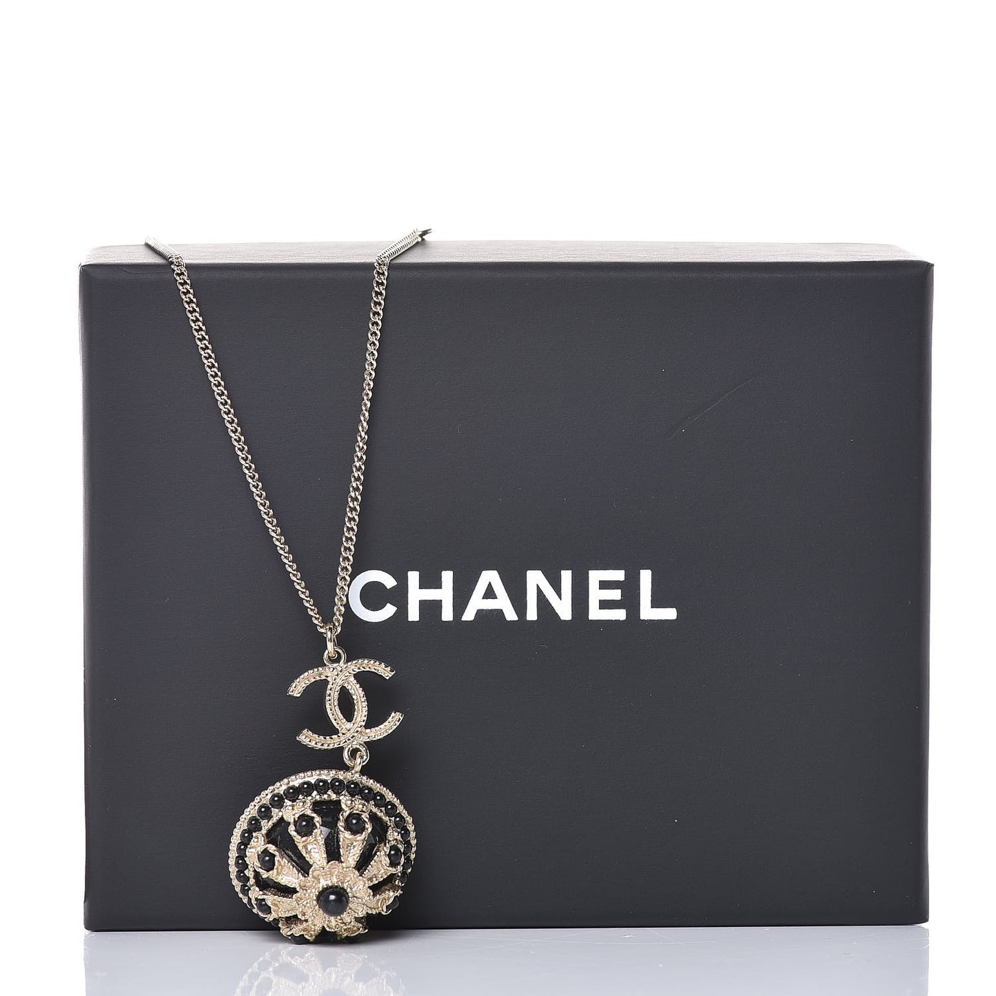 Crystal CC Roman Palace Dome Long Necklace Gold