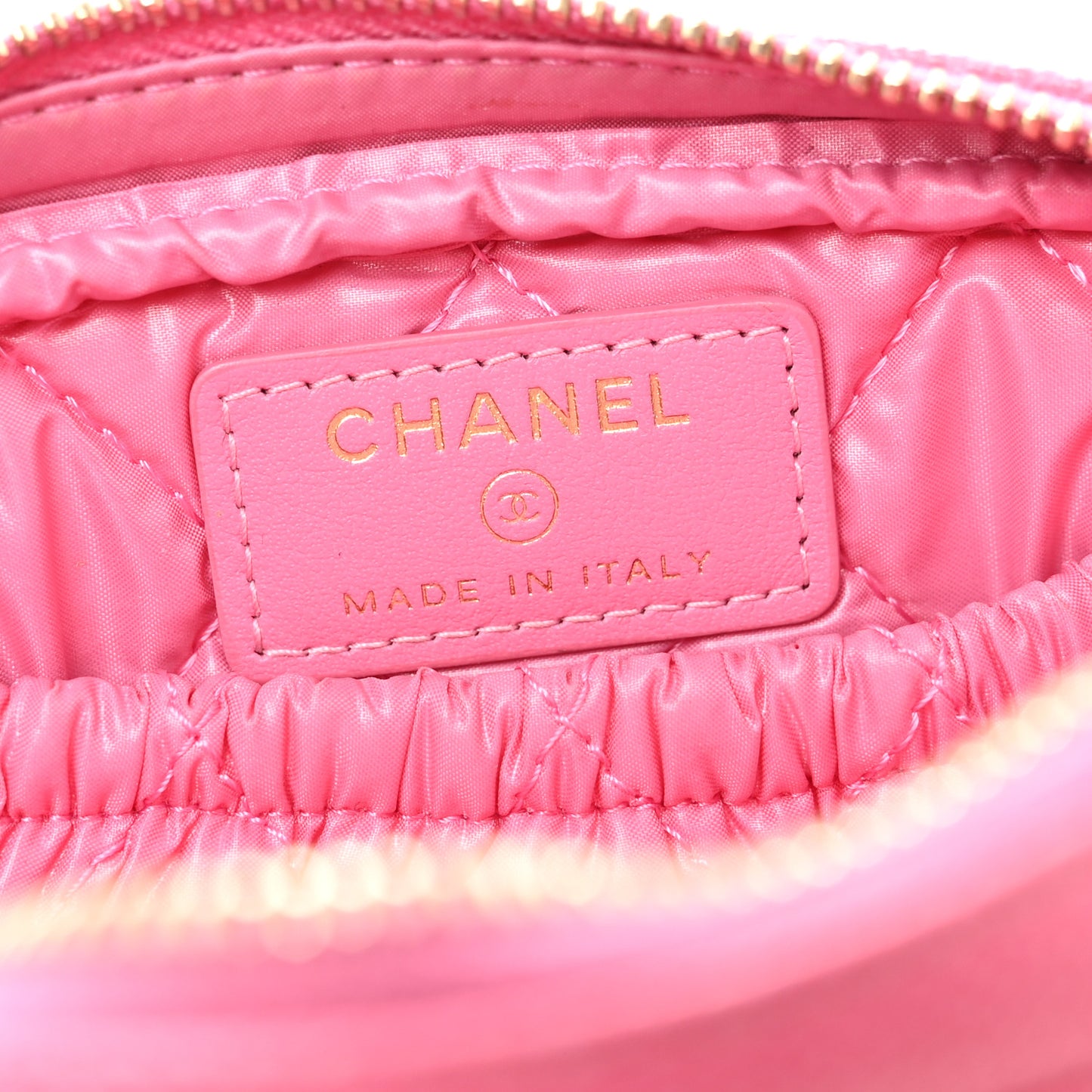 Caviar Quilted Small Curvy Pouch Cosmetic Case Pink
