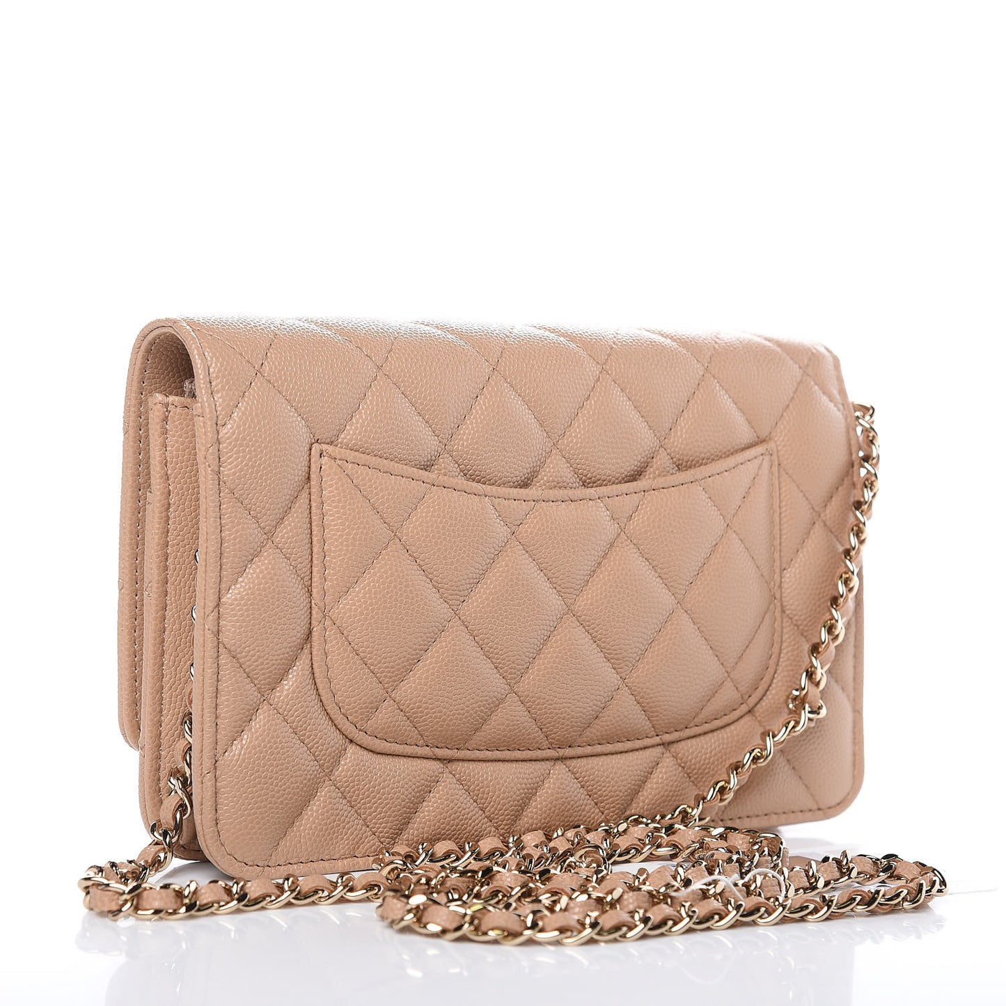 Caviar Quilted Wallet On Chain WOC Beige