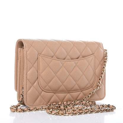 Chanel Caviar Quilted Wallet On Chain WOC Beige 3 of 9