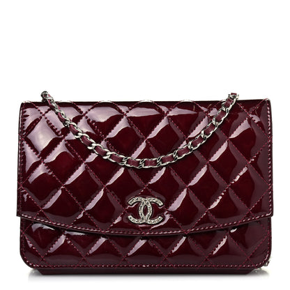 Chanel Patent Quilted Brilliant Wallet On Chain WOC Red 1 of 4