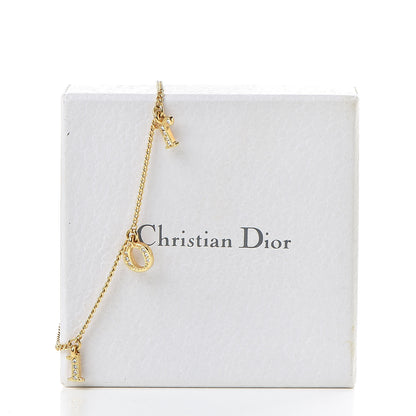 Christian Dior Crystal Logo Charms Bracelet Gold 4 of 4