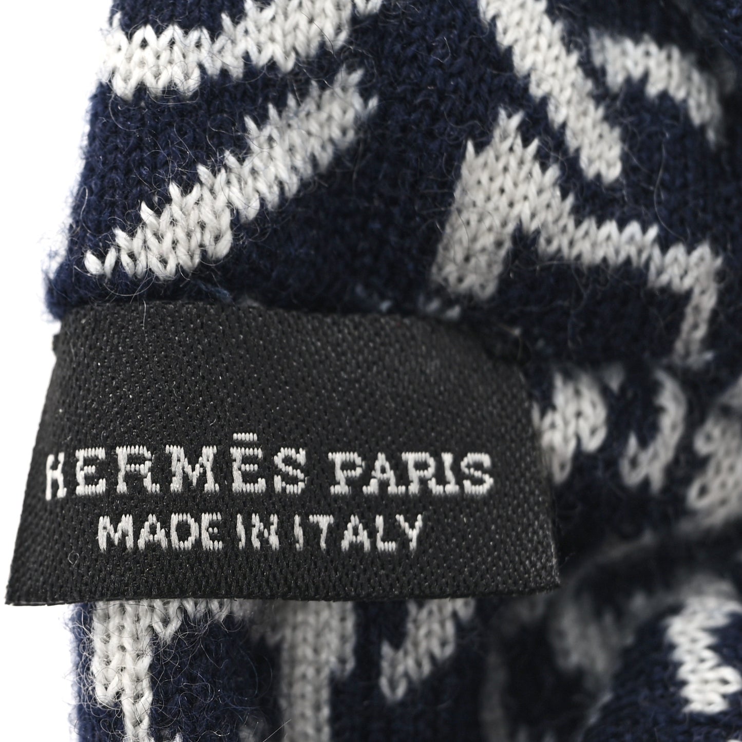 Jacquard Cashmere Knit Silk Claudia Scrunchie Marine Ecru