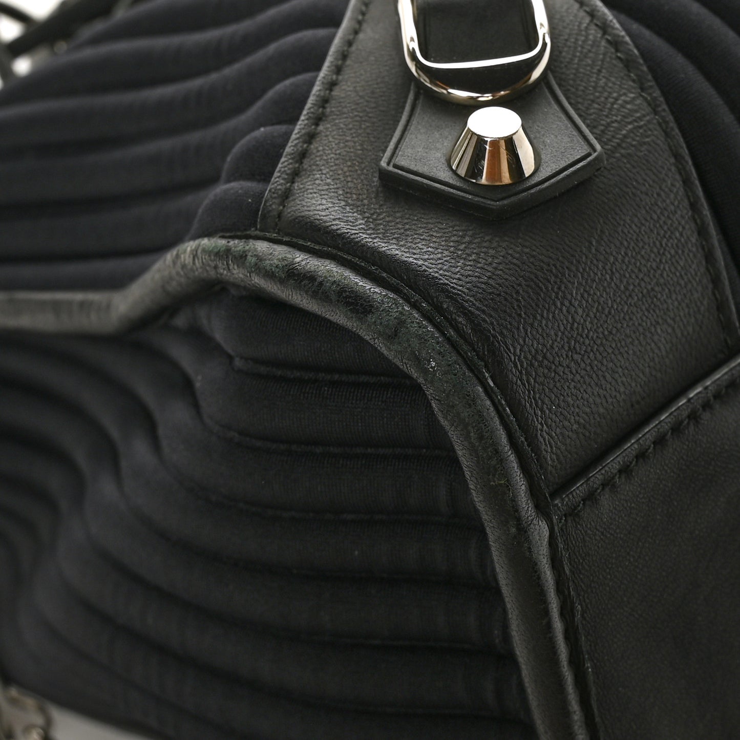 Ribbed Neoprene Classic Silver Hardware City Black