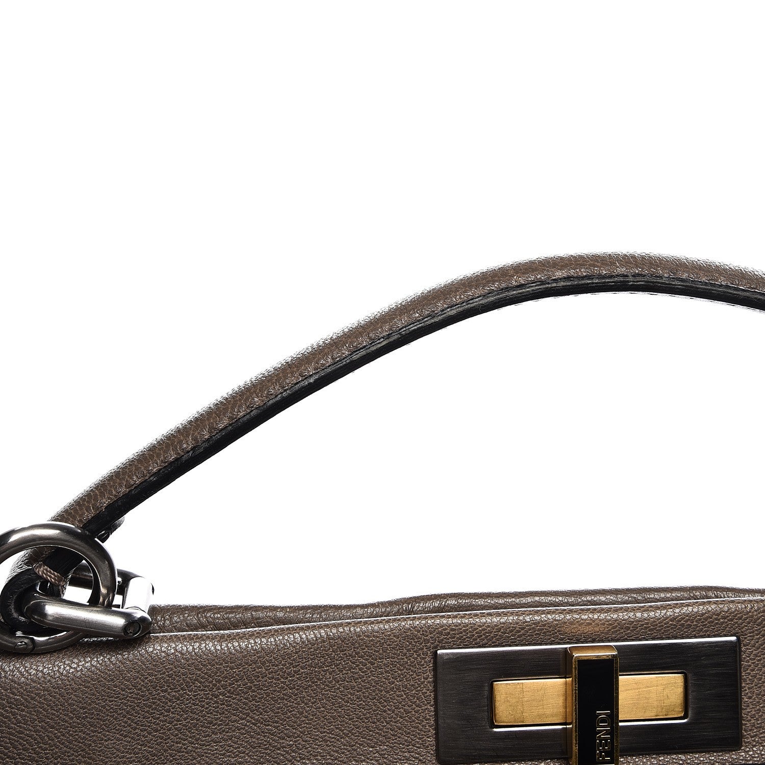 Fendi Goatskin Zucca Large Peekaboo Iconic Satchel Taupe Tobacco Moro 14 of 14