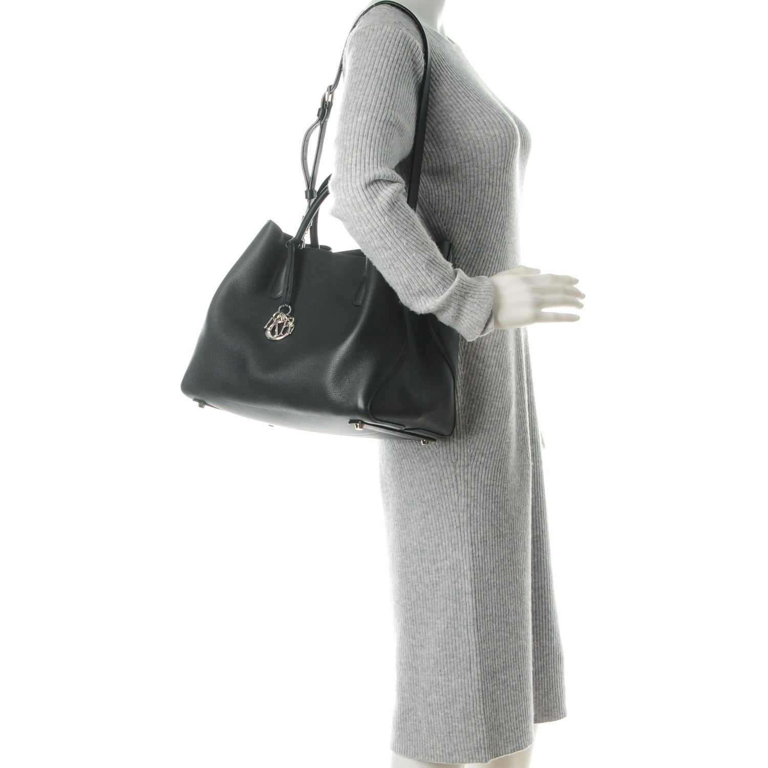 Christian Dior Supple Grained Calfskin Large Open Bar Tote Black 2 of 12