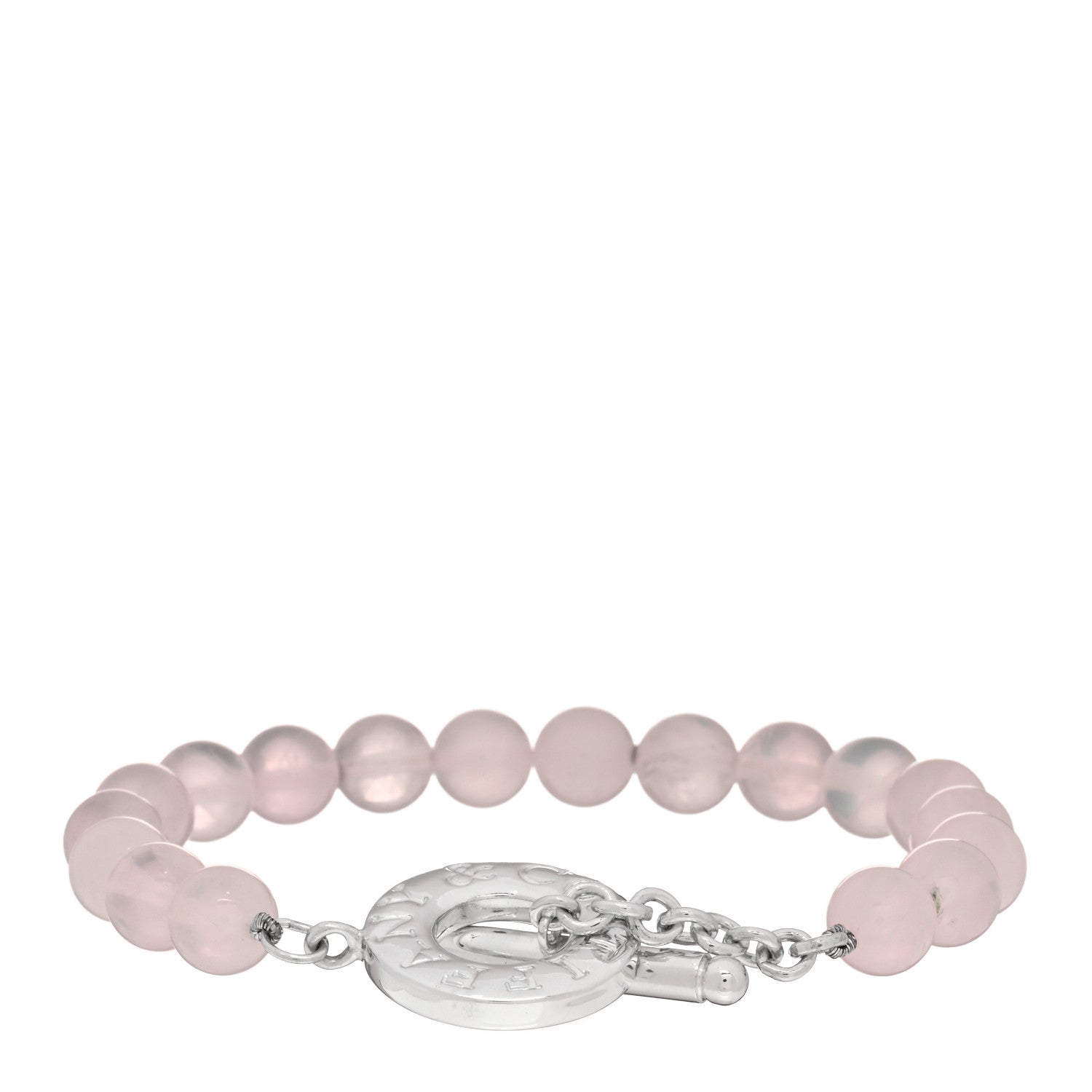 Tiffany Sterling Silver Rose Quartz Bead Toggle Bracelet 2 of 3