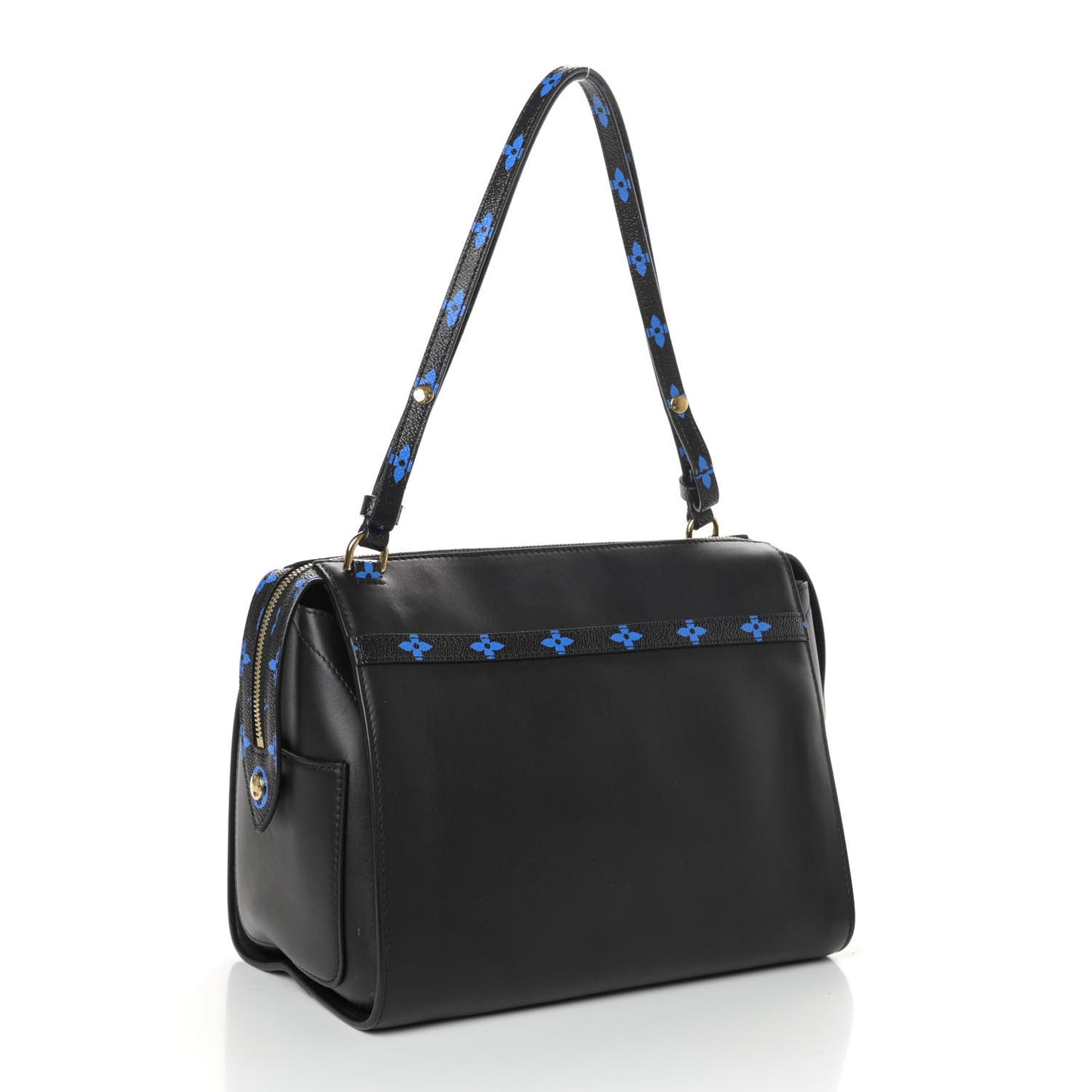 Smooth Calfskin Colored Monogram Speedy Amazon MM Blue Black