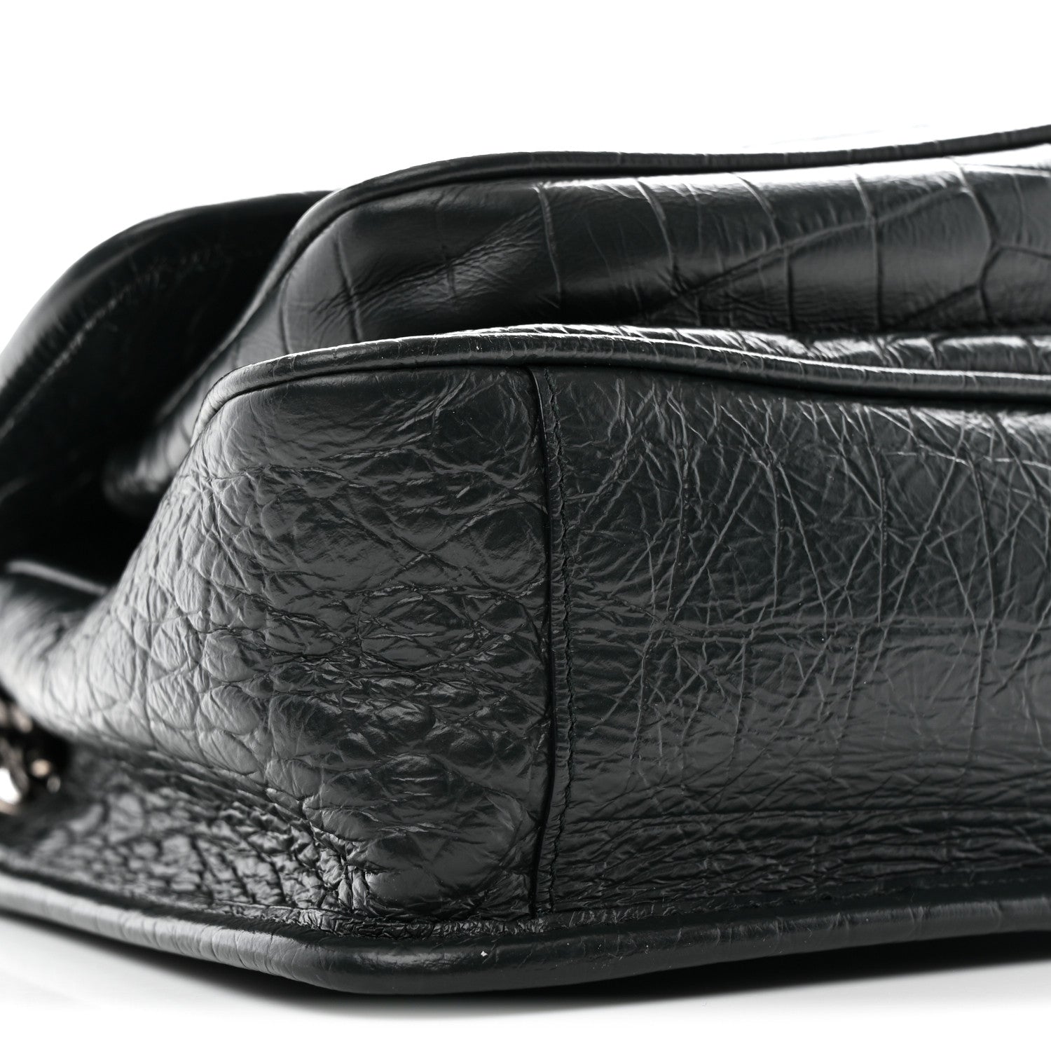 Saint Laurent Calfskin Crocodile Embossed Monogram Baby Niki Chain Satchel Algea 10 of 11
