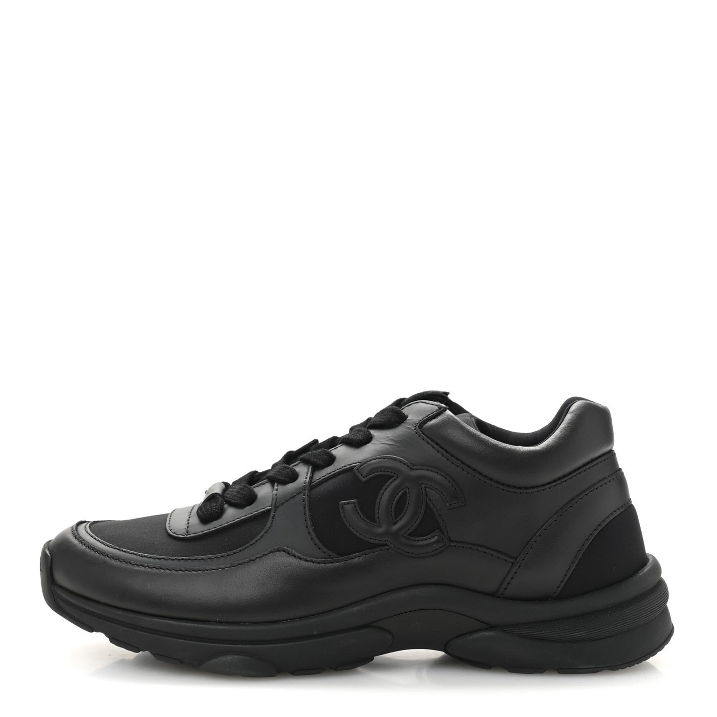 Lambskin Fabric CC Sneakers 38.5 Black