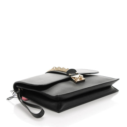 Valentino Garavani Vitello Glam Lock Rockstud Clutch Black 4 of 6