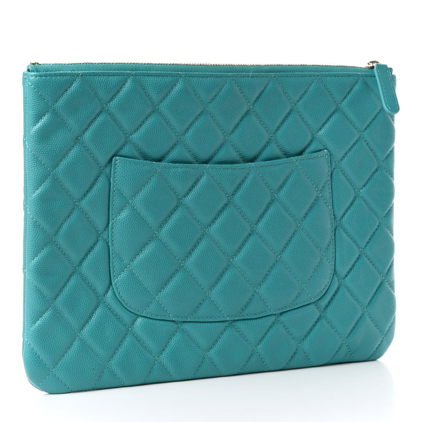 Caviar Quilted Medium Cosmetic Case Turquoise