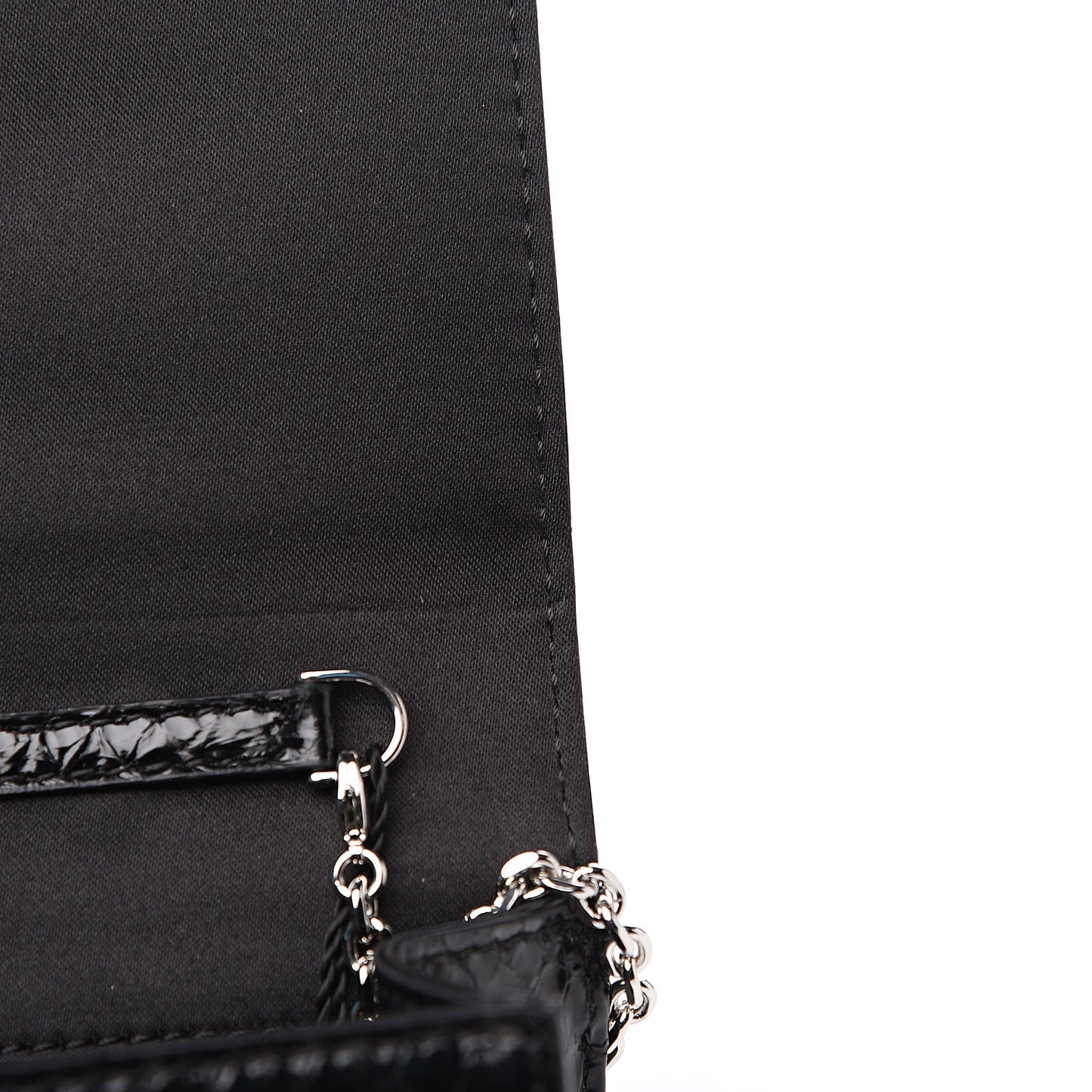 Snakeskin Crystal Flowerland Studded Mini Rush Clutch Black
