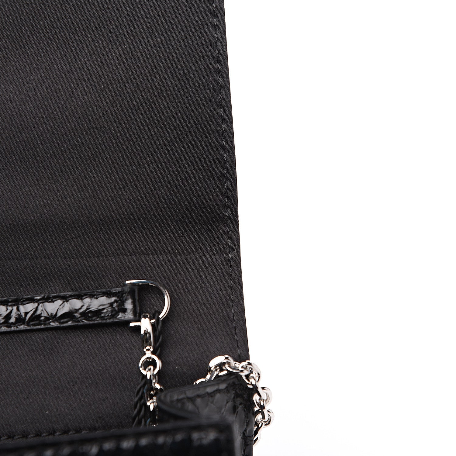 Fendi Snakeskin Crystal Flowerland Studded Mini Rush Clutch Black 9 of 10