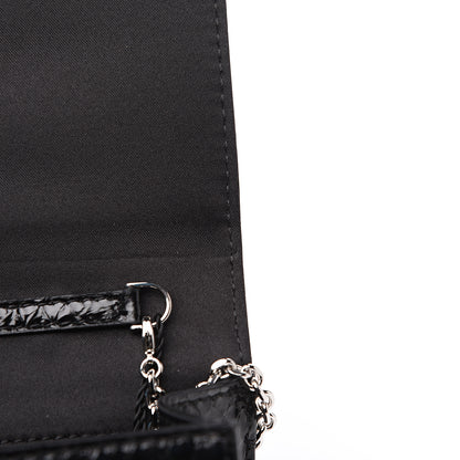 Fendi Snakeskin Crystal Flowerland Studded Mini Rush Clutch Black 9 of 10