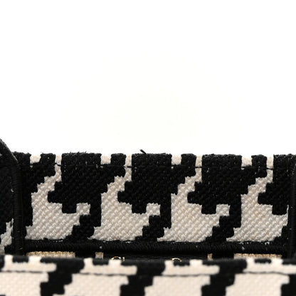 Christian Dior Canvas Houndstooth Embroidered Small Book Tote Black White 11 of 13