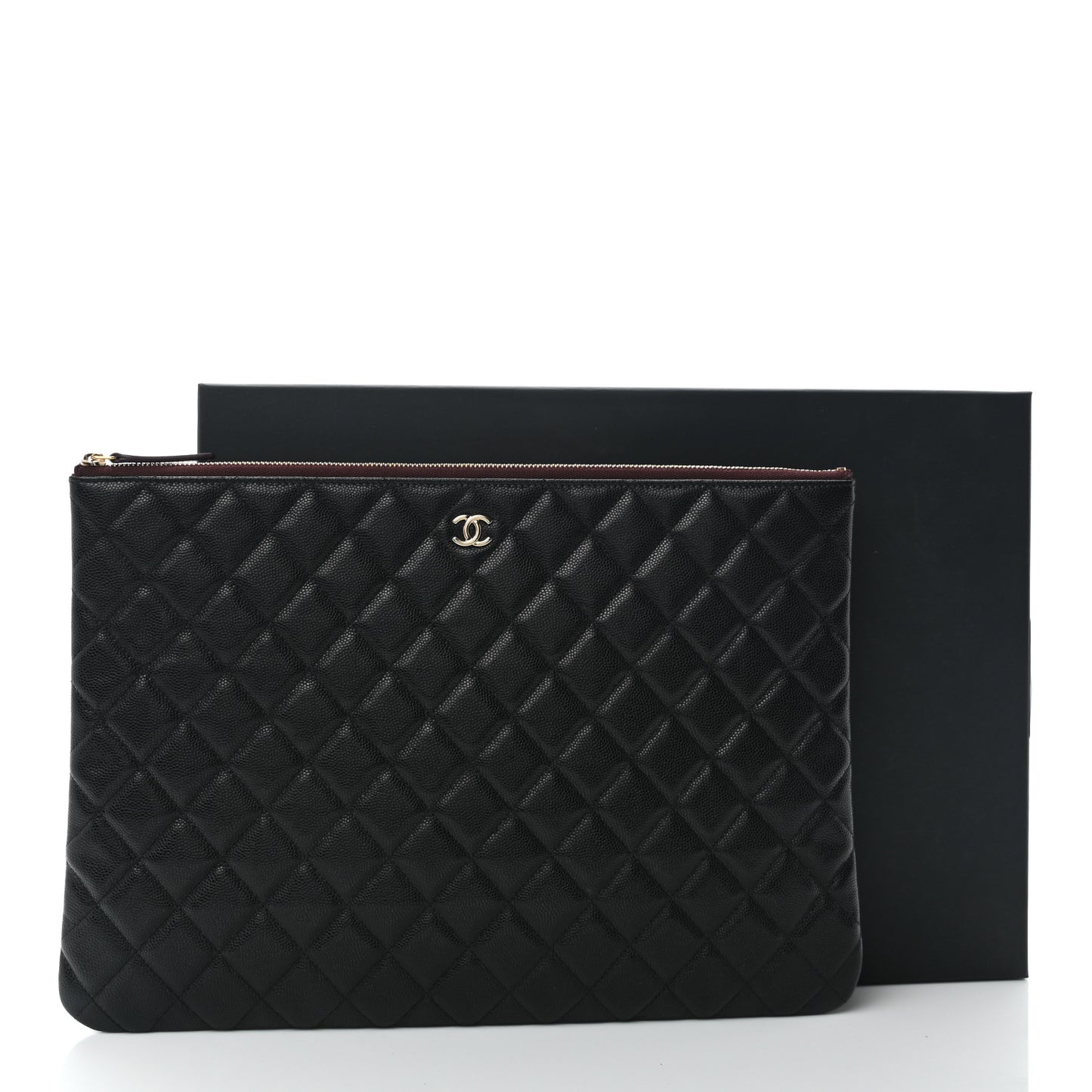 Caviar Quilted Large Cosmetic Case Black