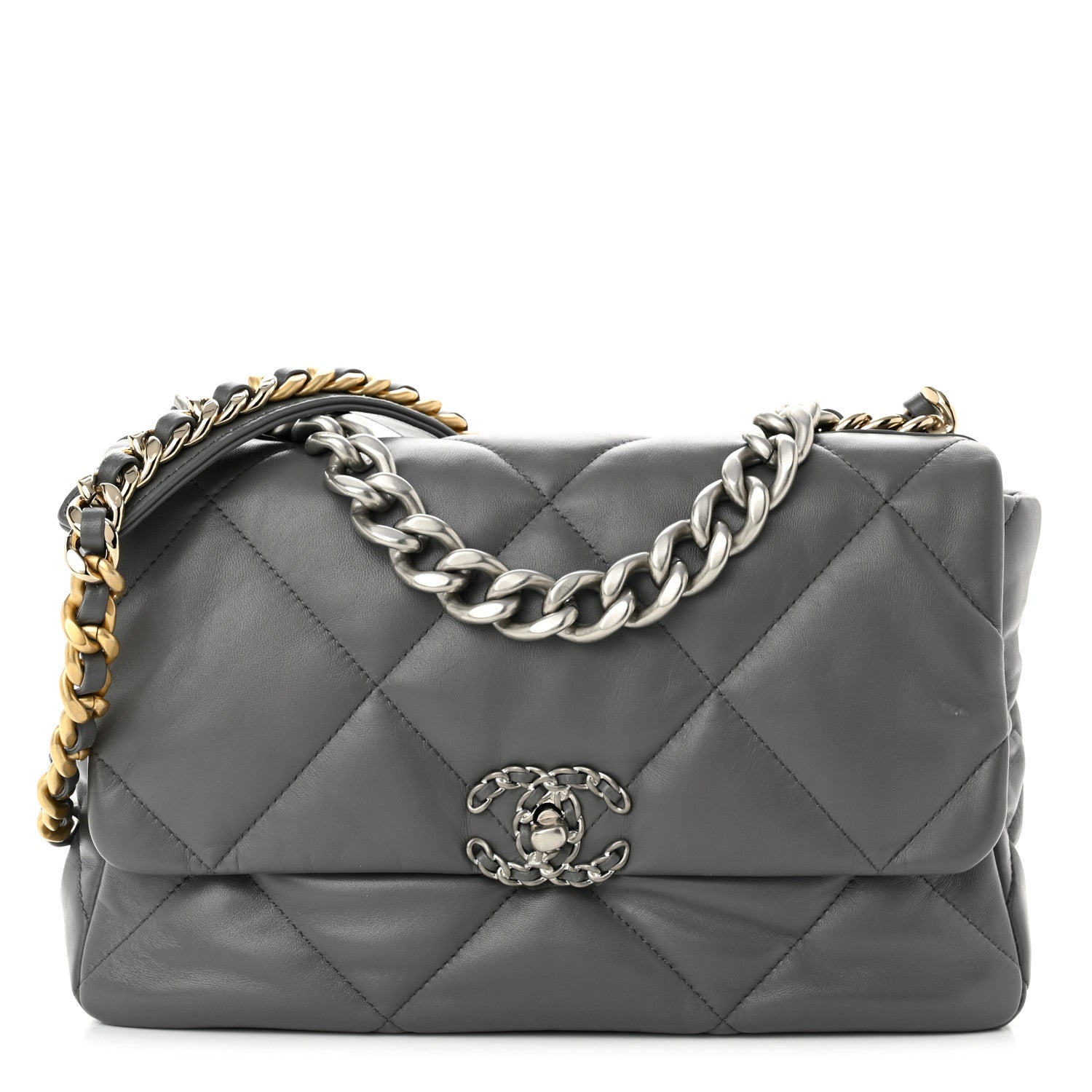 Chanel Lambskin Quilted Large Chanel 19 Flap Dark Grey 1 of 10