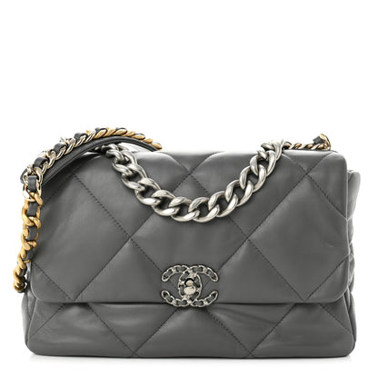 Chanel Lambskin Quilted Large Chanel 19 Flap Dark Grey 1 of 10