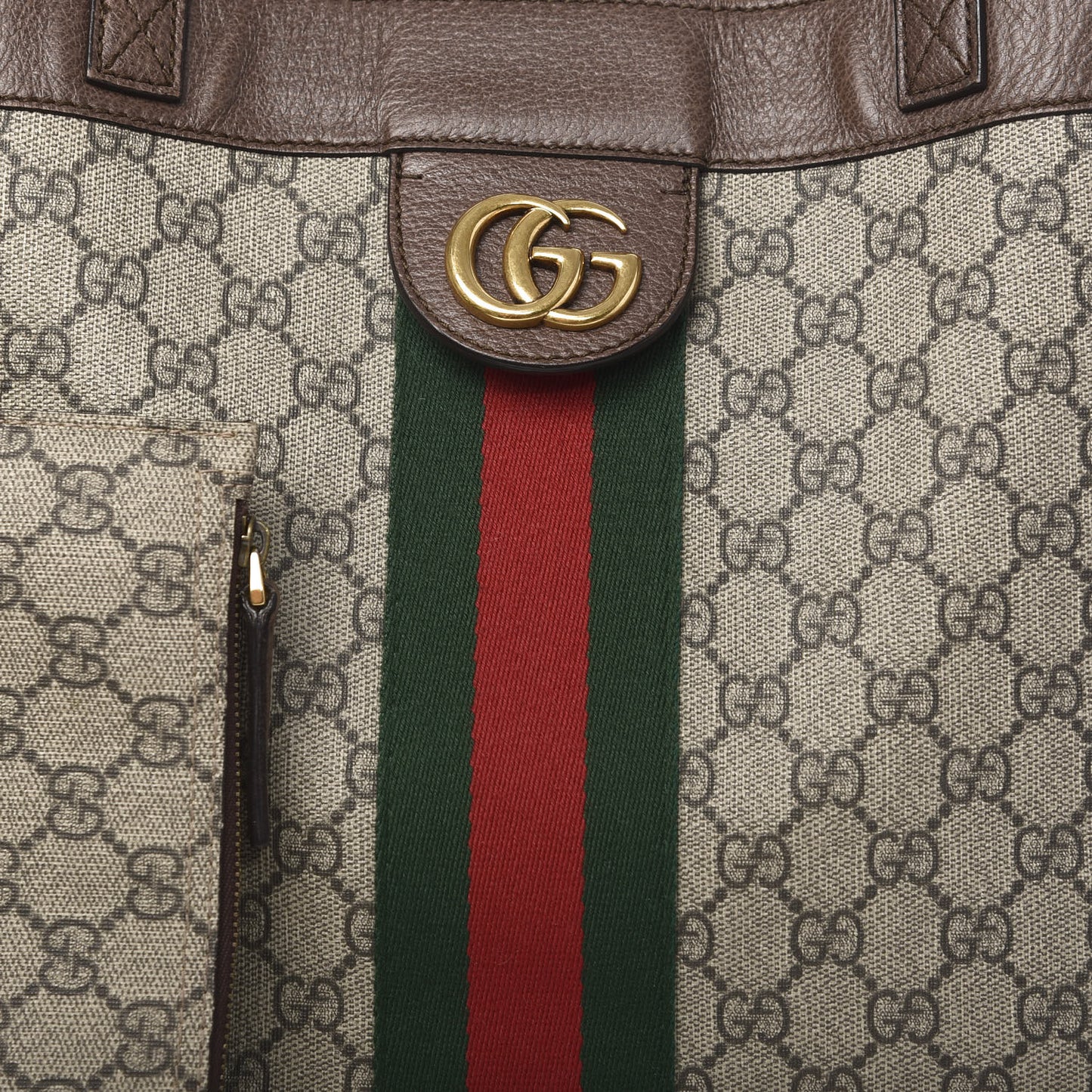 GG Supreme Monogram Web Large Ophidia Tote Brown