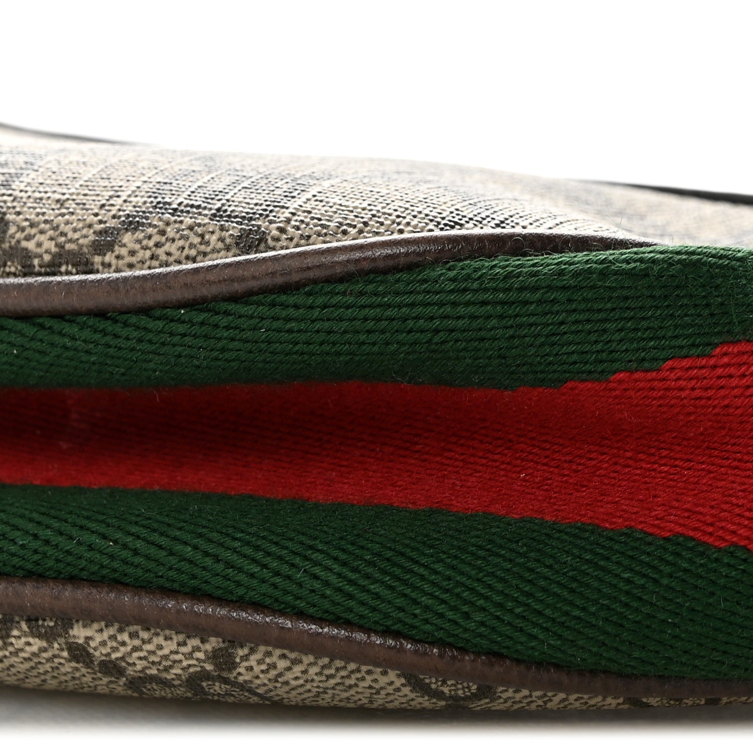 Gucci GG Supreme Monogram Textured Calfskin Web Mini Ophidia Half Moon Hobo Beige Ebony New Acero 10 of 14
