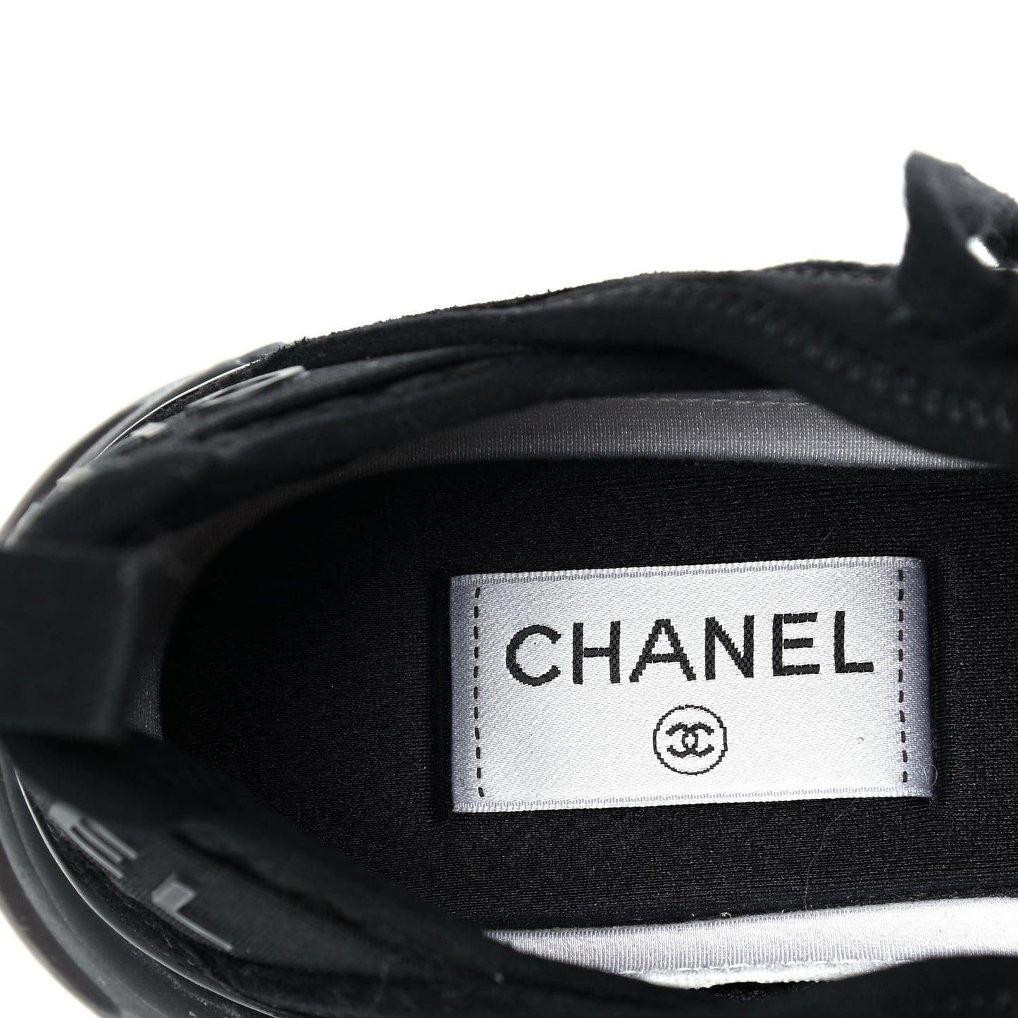 Suede Calfskin Mixed Fibers CC Sneakers 37.5 Black Dark Grey